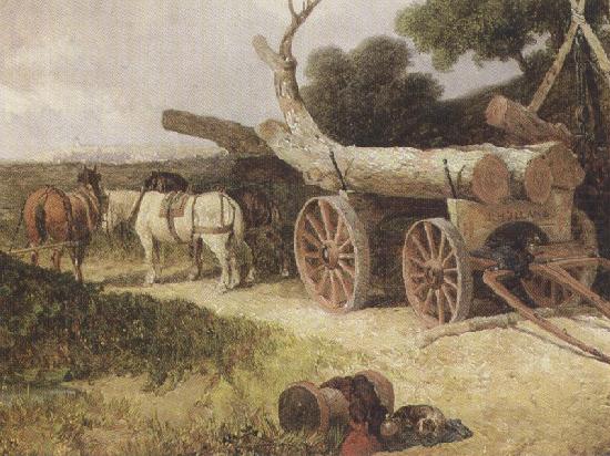 James holland,r.w.s Countryfolk logging (mk37) oil painting picture